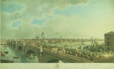 Veduta di Londra presa da Albion Place, Blackfriars Bridge, incisa da Joseph Constantine Stadler, pub. 1802 da N.R. Black